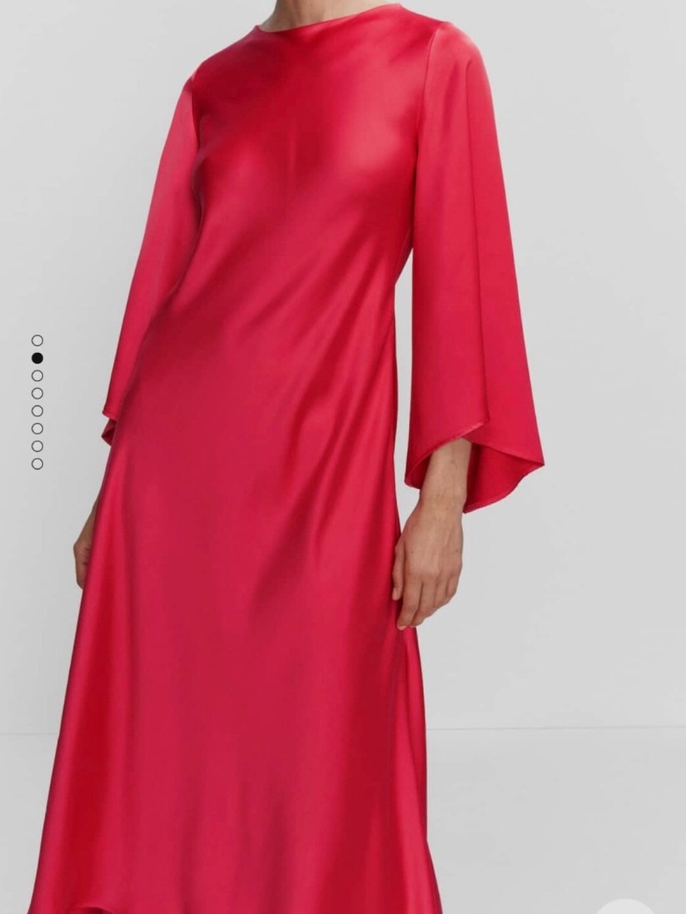 NWT Mango Red Satin Long Sleeve Modest Maxi Slip Dress
